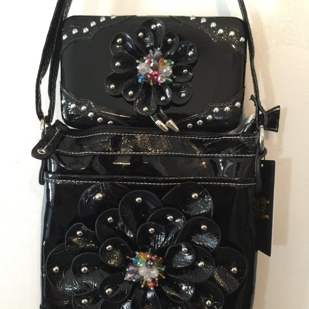 Big Flower Crossbody Bag Conceal  & Carry W/Wallet
